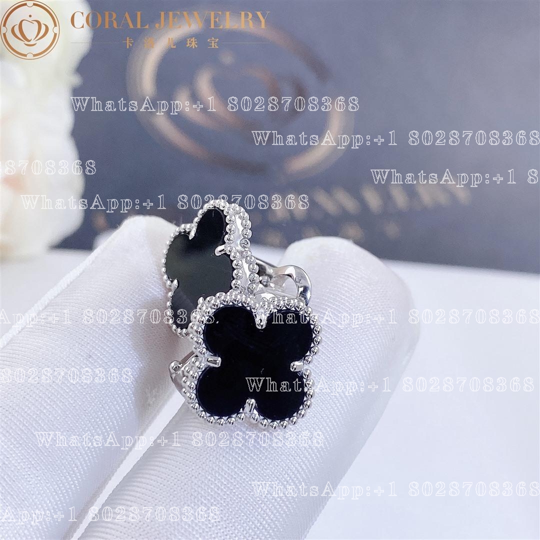 Van Cleef & Arpels Vintage Alhambra earrings White gold, Onyx