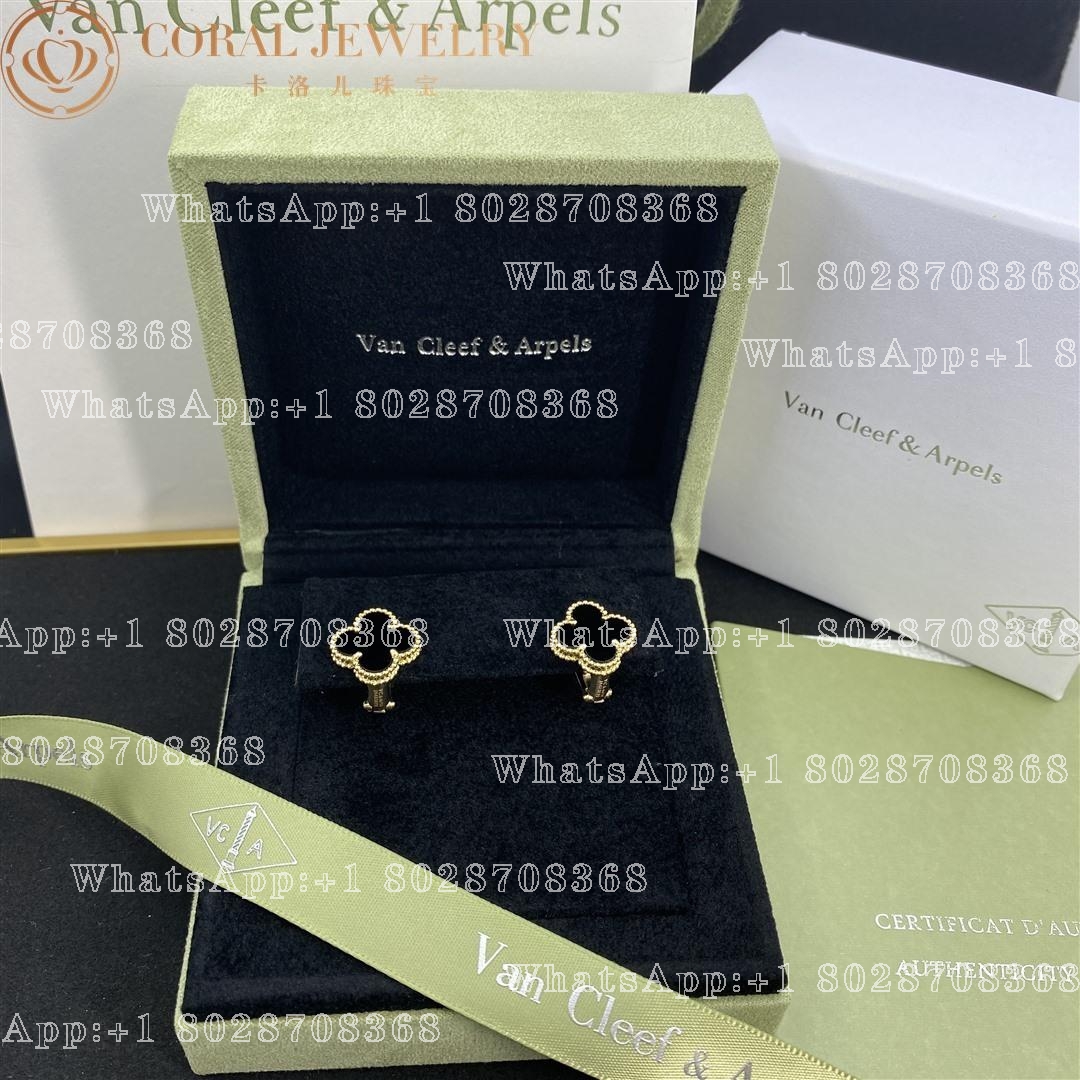 Van Cleef & Arpels Vintage Alhambra earrings Yellow gold, Onyx VCARA44200