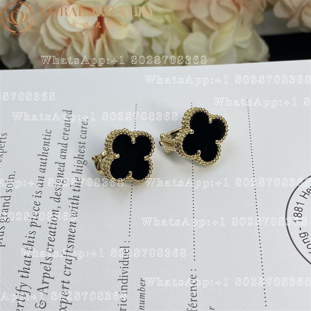 Van Cleef & Arpels Vintage Alhambra earrings Yellow gold, Onyx VCARA44200