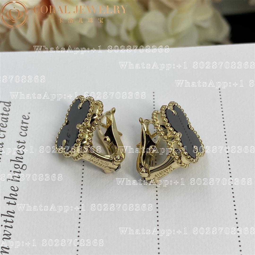 Van Cleef & Arpels Vintage Alhambra earrings Yellow gold, Onyx VCARA44200