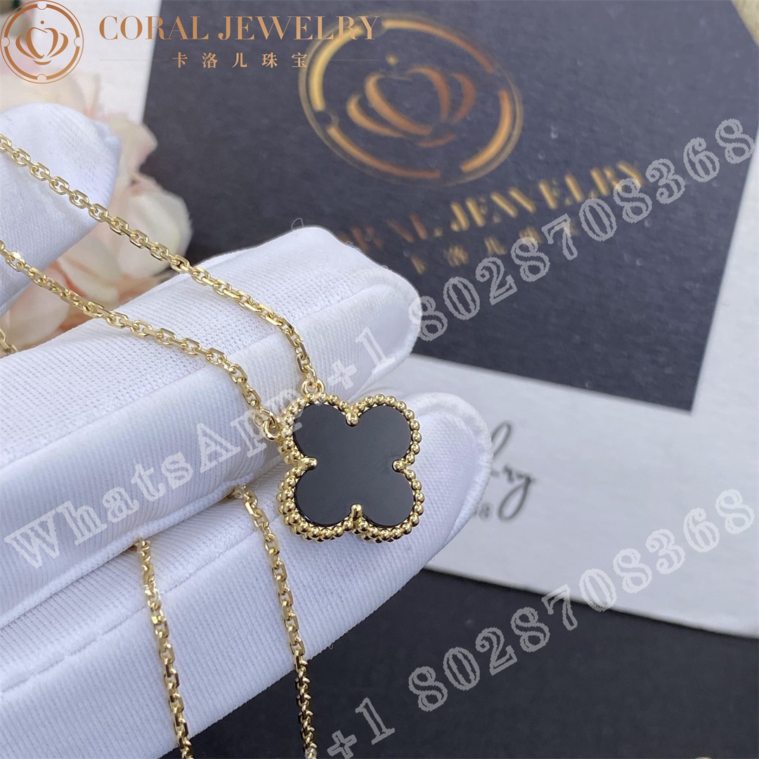 Van Cleef Arpels Vintage Alhambra Pendant Yellow Gold Onyx Vcara45800 Coral (2)