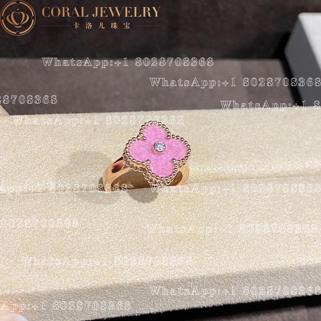 Van Cleef & Arpels Vintage Alhambra ring Yellow gold, Diamond, Rosenite