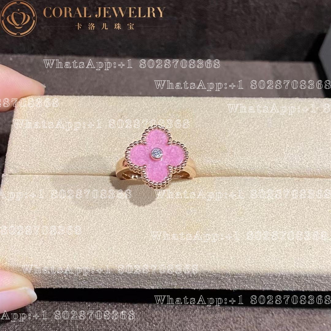 Van Cleef & Arpels Vintage Alhambra ring Yellow gold, Diamond, Rosenite