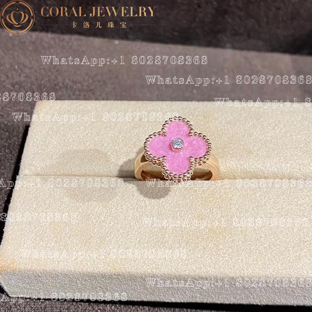 Van Cleef & Arpels Vintage Alhambra ring Yellow gold, Diamond, Rosenite
