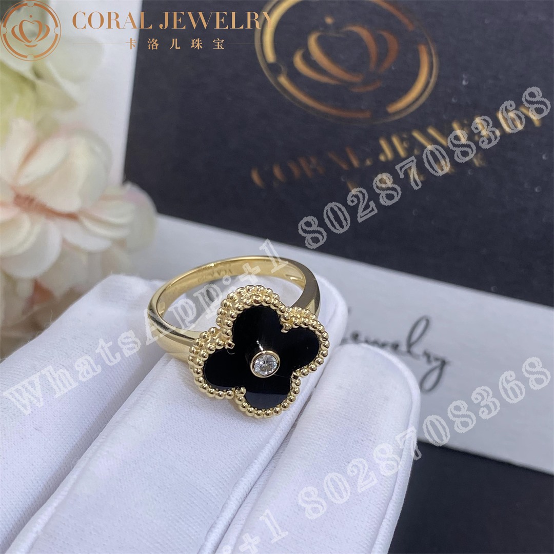 Van Cleef & Arpels Vintage Alhambra ring Yellow gold, Diamond, Onyx VCARA41000 - Image 3