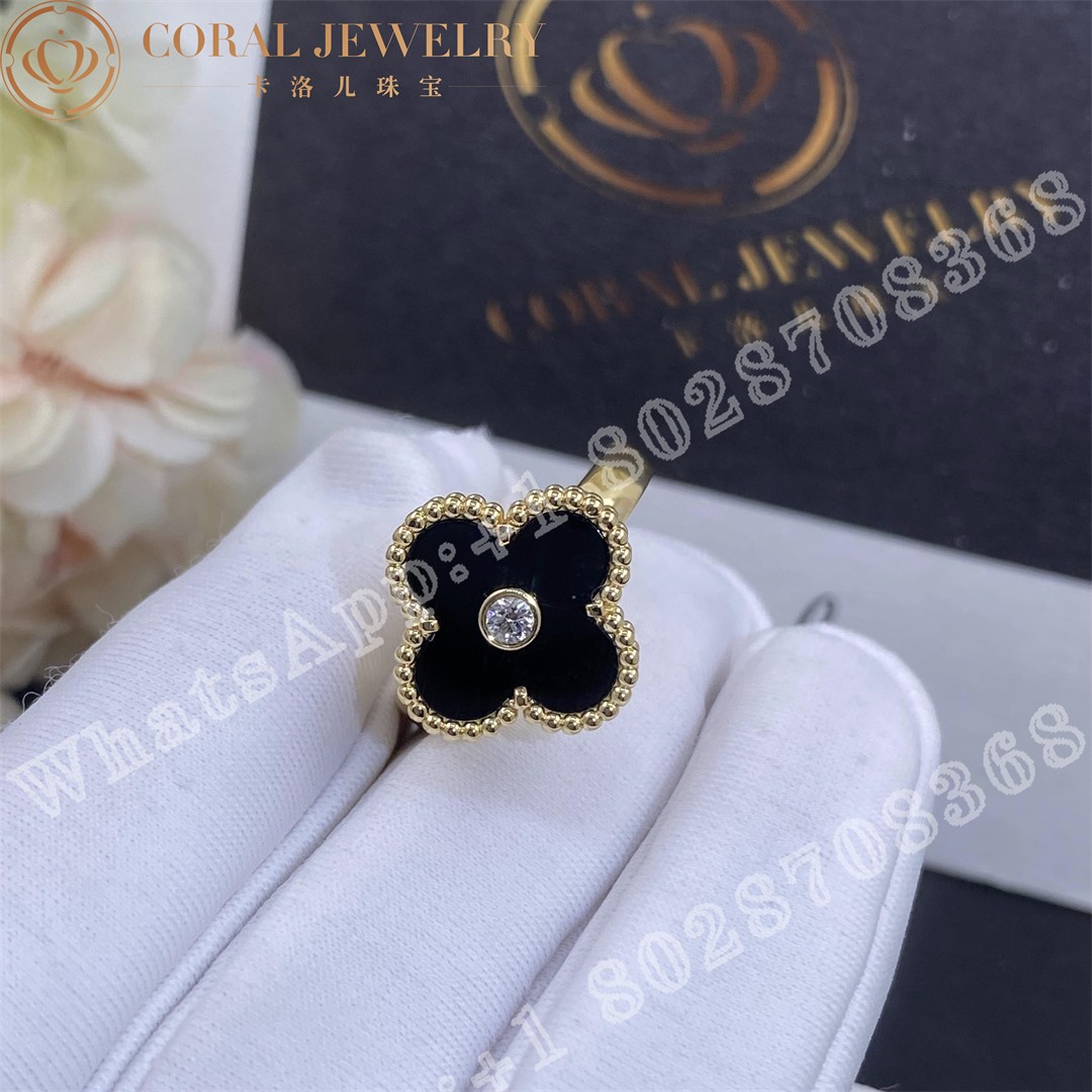 Van Cleef & Arpels Vintage Alhambra ring Yellow gold, Diamond, Onyx VCARA41000 - Image 4
