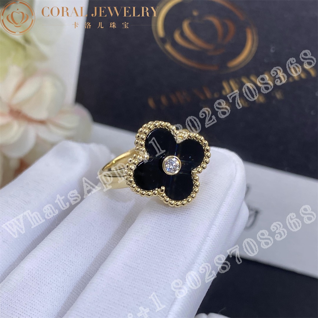 Van Cleef & Arpels Vintage Alhambra ring Yellow gold, Diamond, Onyx VCARA41000 - Image 6