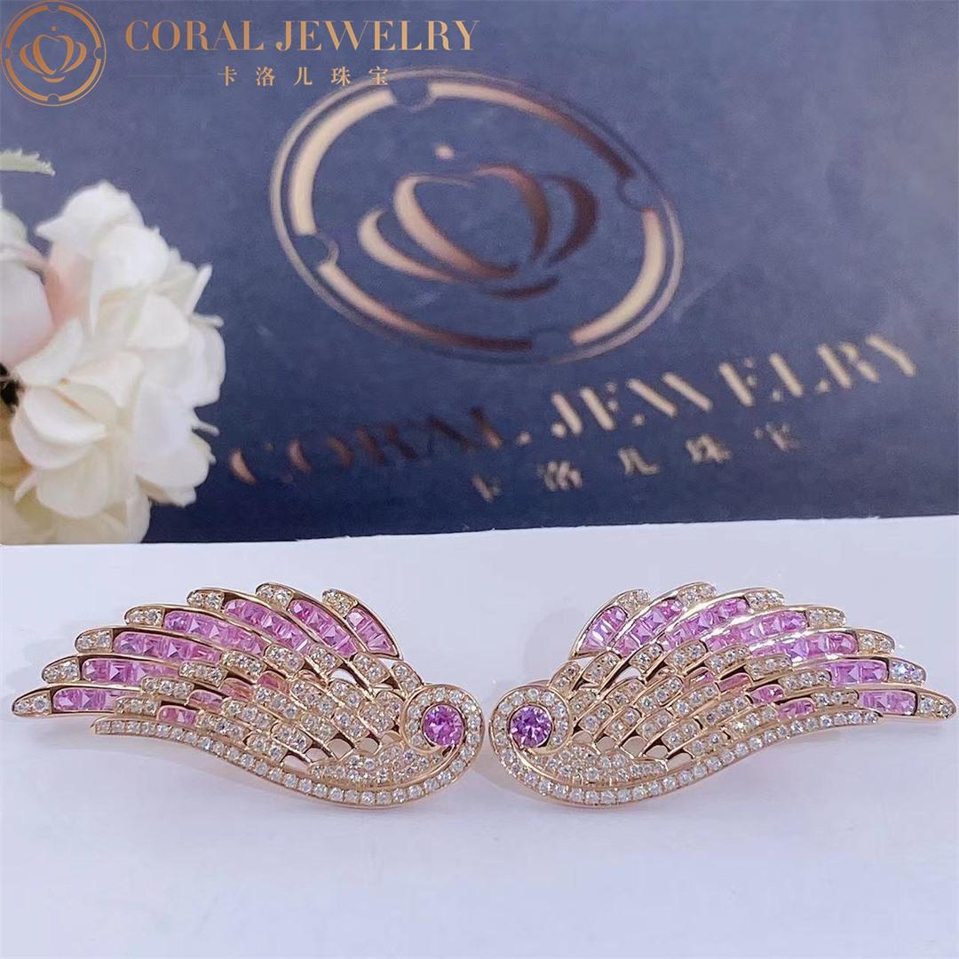 Garrard Wings Embrace Pink Sapphire and Diamond Drop Earrings In 18ct Rose Gold