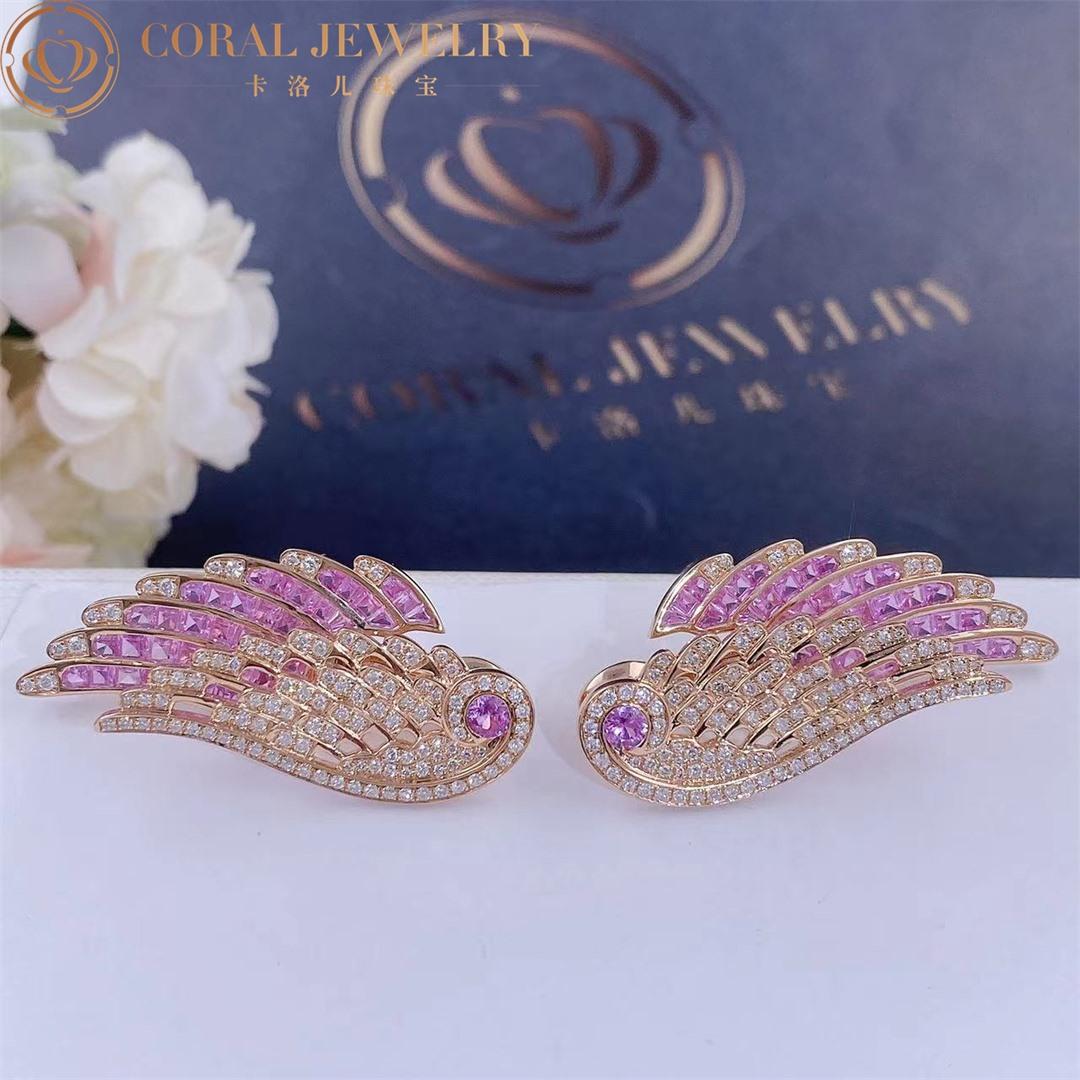 Garrard Wings Embrace Pink Sapphire and Diamond Drop Earrings In 18ct Rose Gold