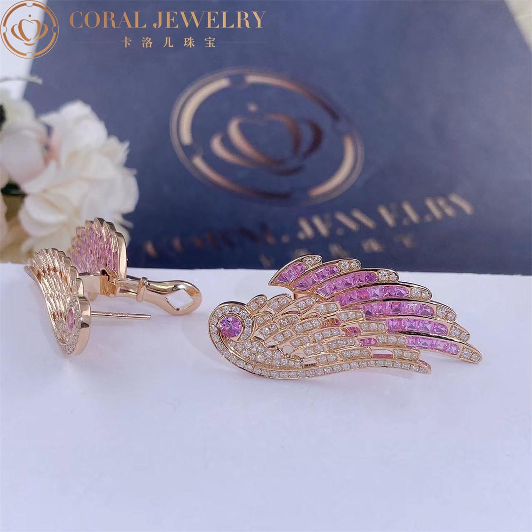 Garrard Wings Embrace Pink Sapphire and Diamond Drop Earrings In 18ct Rose Gold
