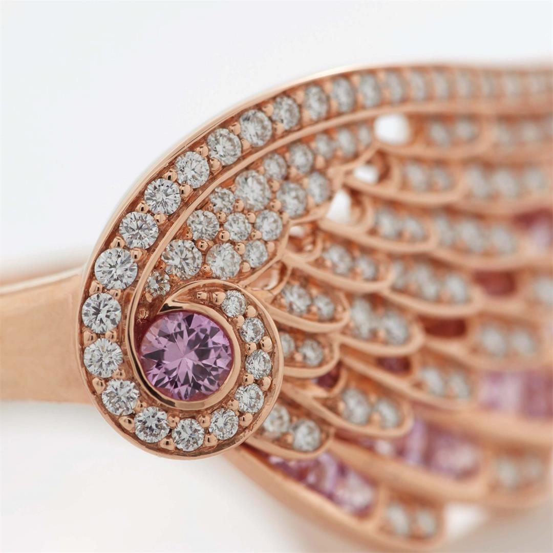 Garrard Wings Embrace Pink Sapphire and Diamond Ring In 18ct Rose Gold