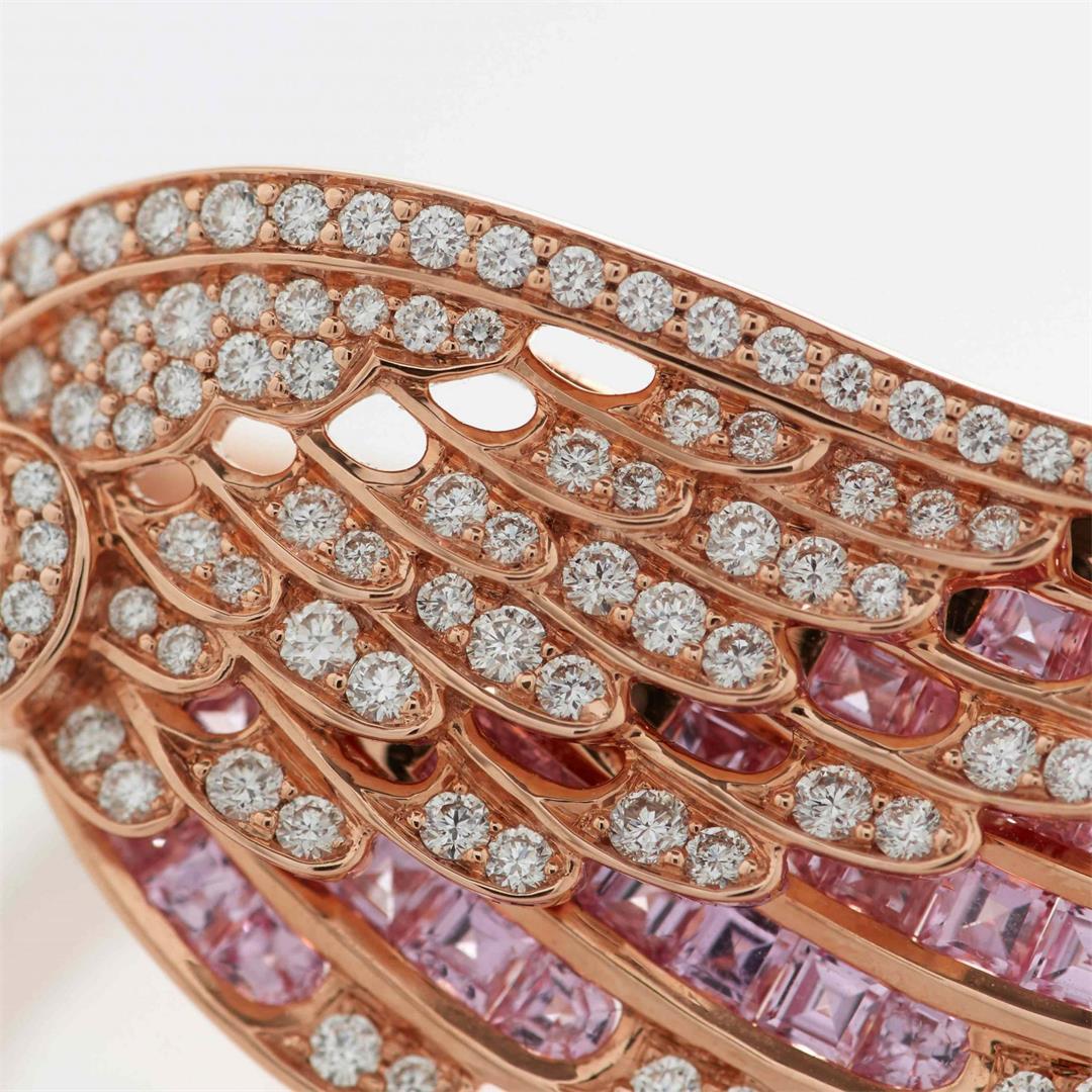 Garrard Wings Embrace Pink Sapphire and Diamond Ring In 18ct Rose Gold