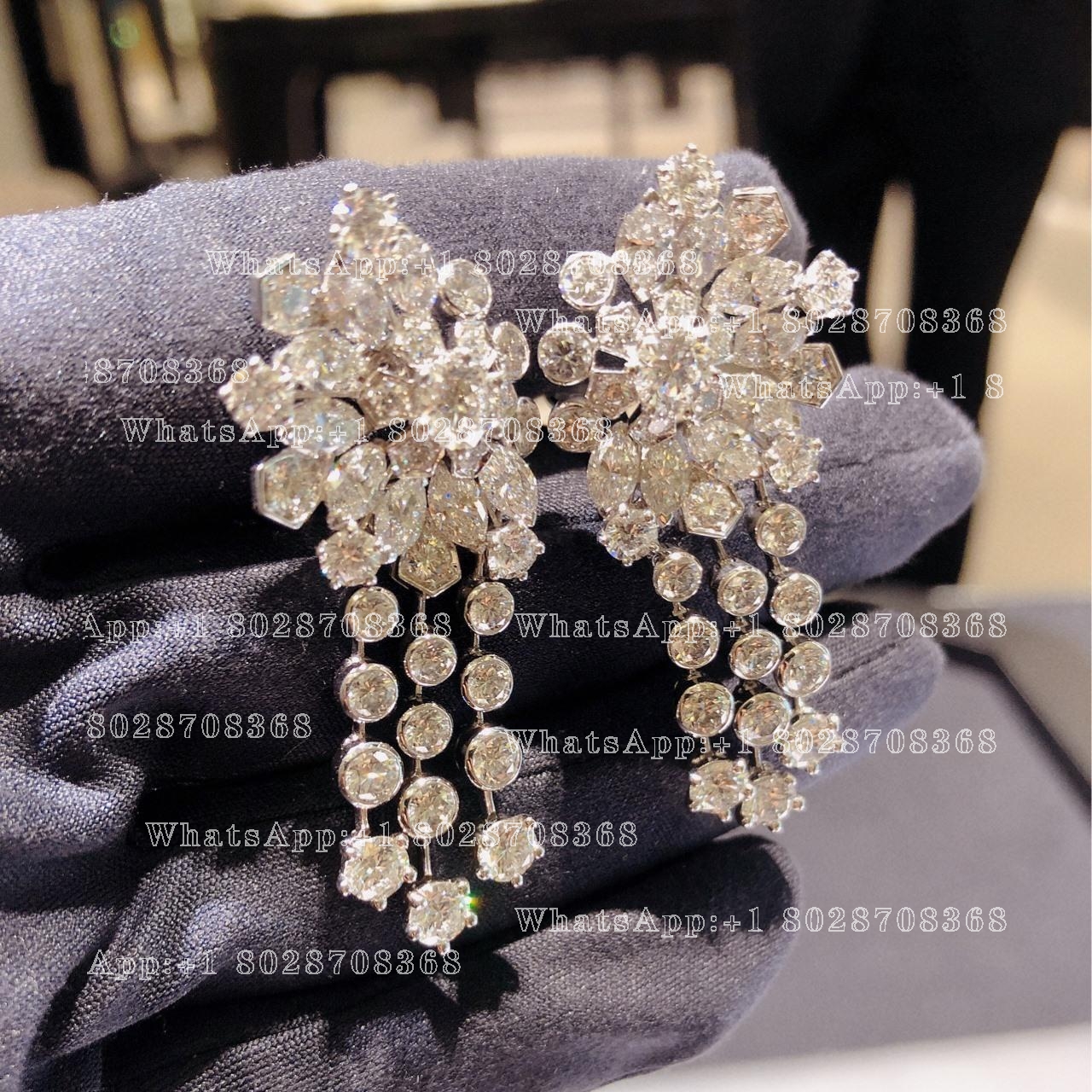Van Cleef & Arpels High Jewelry earrings . Platinum, white gold, diamonds.