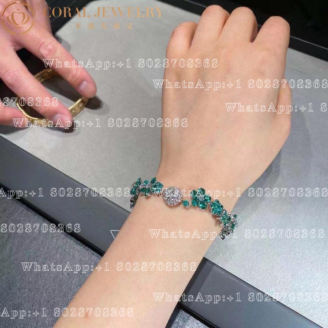 Van Cleef & Arpels Folie des Prés bracelet White gold, Diamond, Emeralds - Image 6