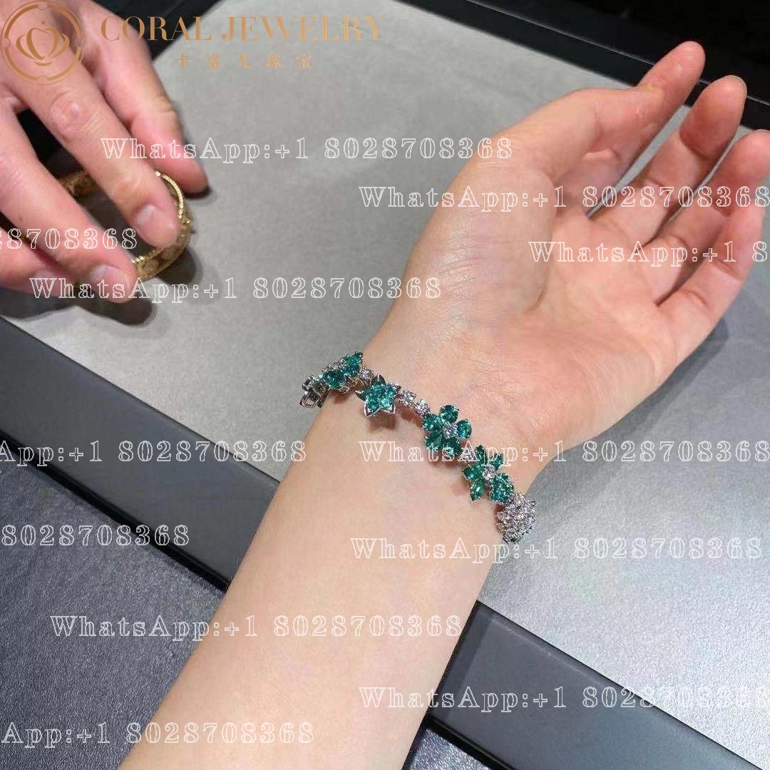Van Cleef & Arpels Folie des Prés bracelet White gold, Diamond, Emeralds