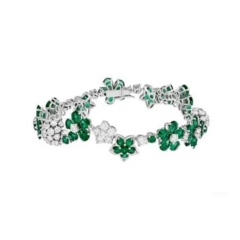 Van Cleef & Arpels Folie des Prés bracelet White gold, Diamond, Emeralds