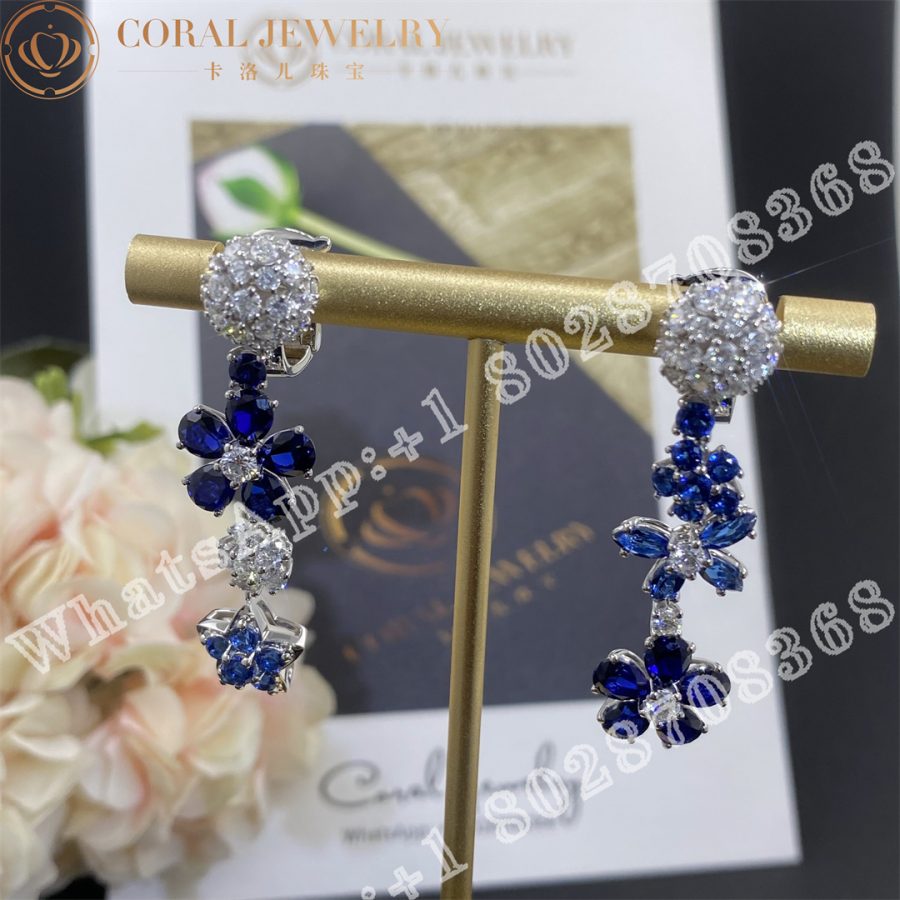 Van Cleef & Arpels Folie des Prés earrings White gold, Diamond, Sapphire VCARP05G00 - Image 6