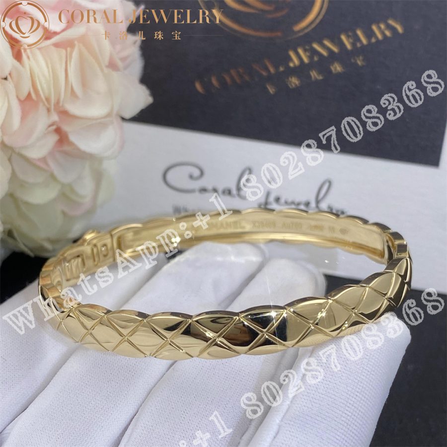 Chanel Coco Crush Bracelet Quilted Motif, 18k Yellow Gold J11139 - Image 3