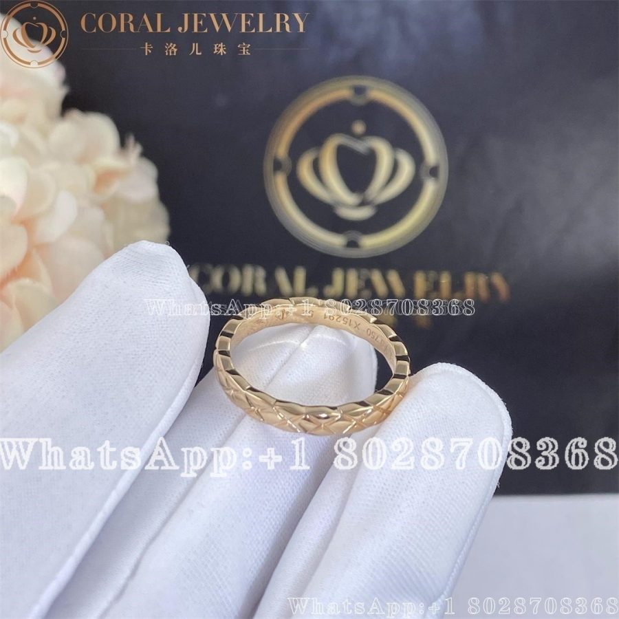 Chanel Coco Crush Ring Quilted Motif, Mini Version, 18k Beige Gold J11785 - Image 3