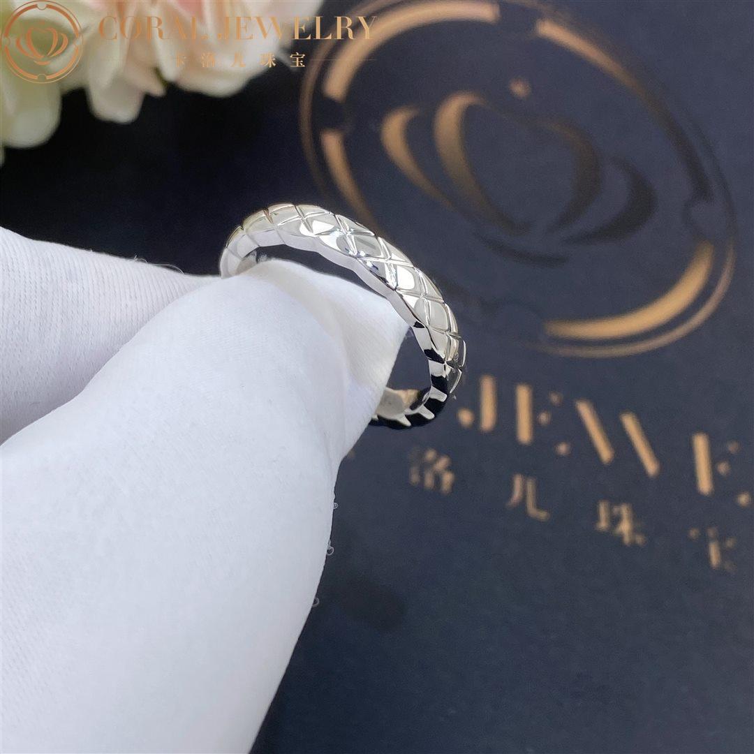 Chanel Coco Crush Ring Quilted Motif, Mini Version, 18k White Gold J11793