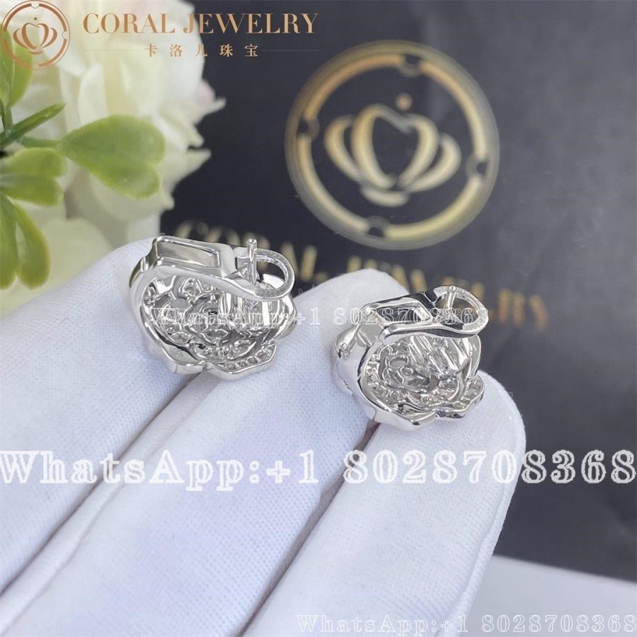 Chanel Bouton de Camélia Earrings 18k White Gold, Diamonds J12072 - Image 3