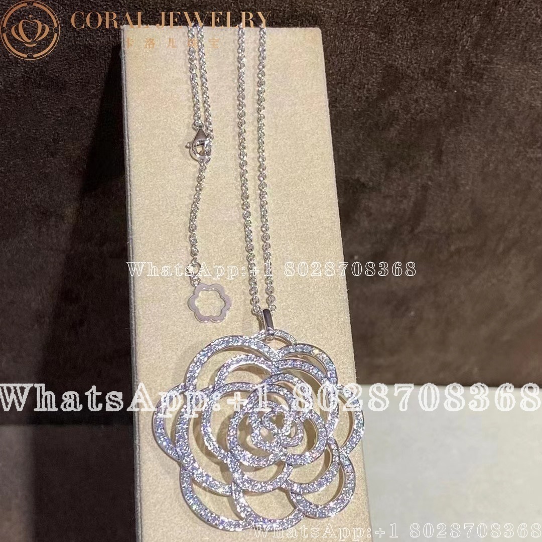 Chanel Camelia Ajoure Necklace 18k White Gold Diamonds J3010 Cora (1)