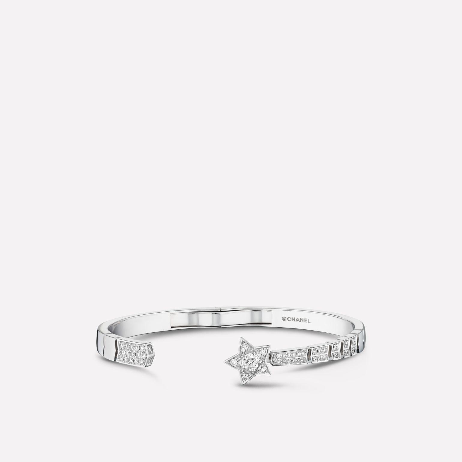 Chanel Comète Chevron Bracelet 18k White Gold, Diamonds J11491