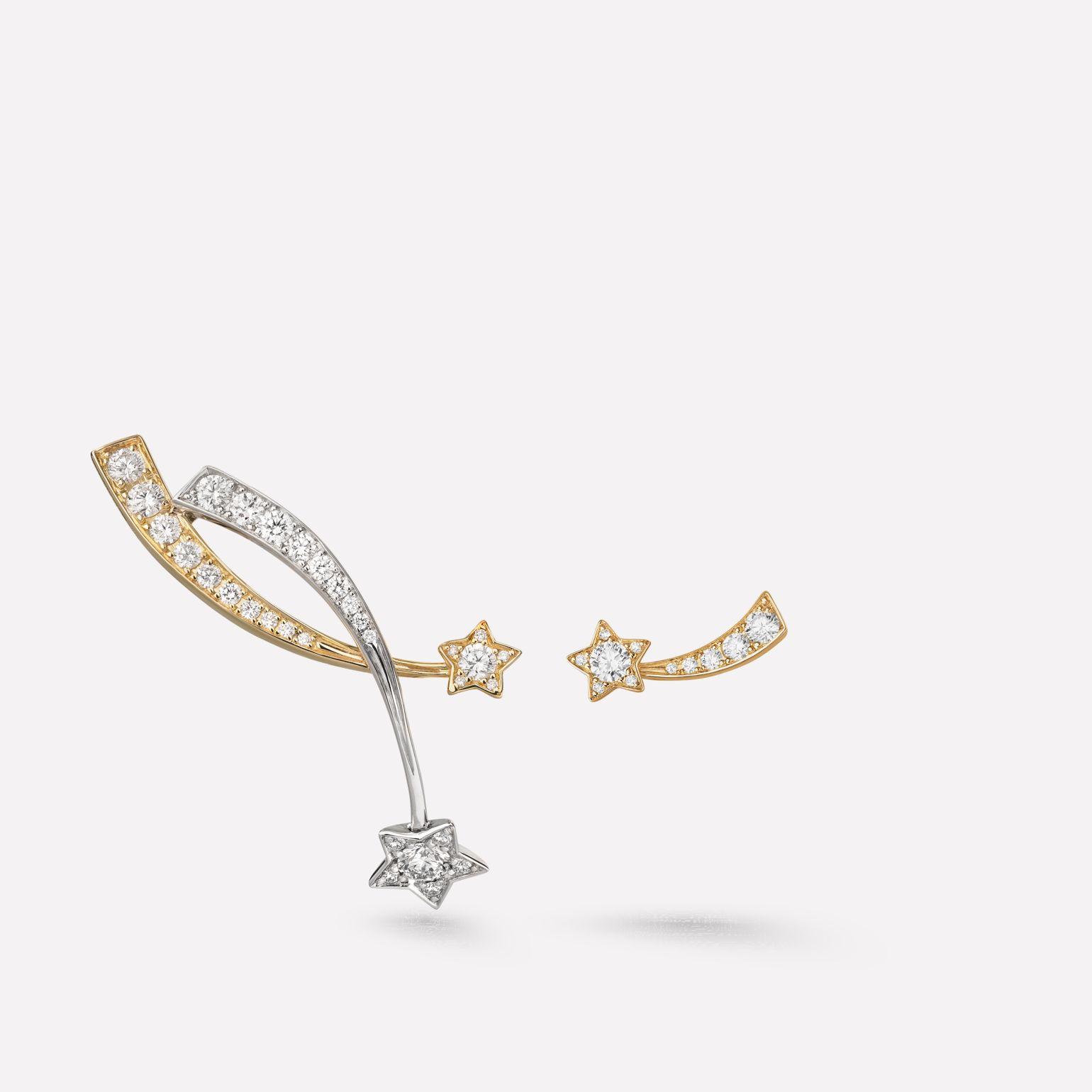 Chanel Comete Etoile Filante Earrings 18k White And Yellow Gold Diamonds J11731