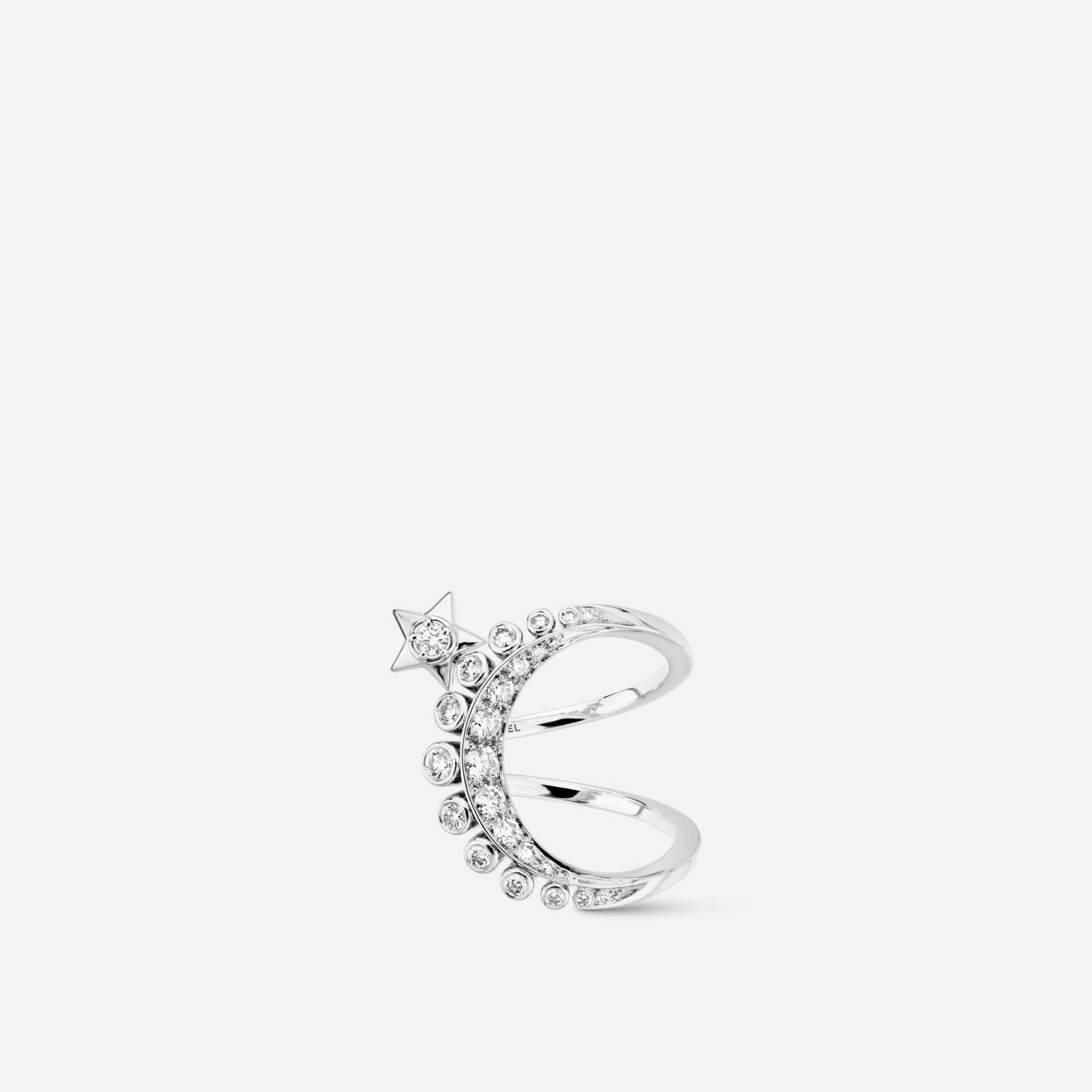 Chanel Comete Lune Ring 18k White Gold Diamonds J12208