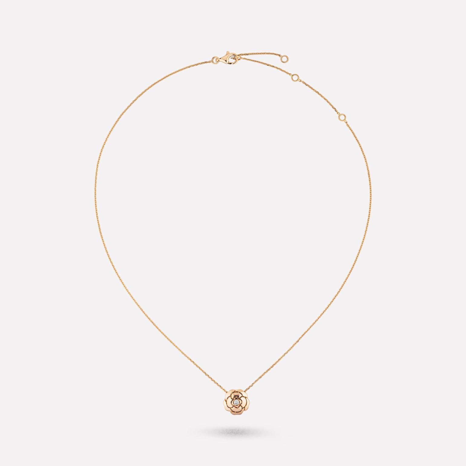 Chanel Extrait de Camélia Necklace 18k Pink Gold, Diamonds J11660