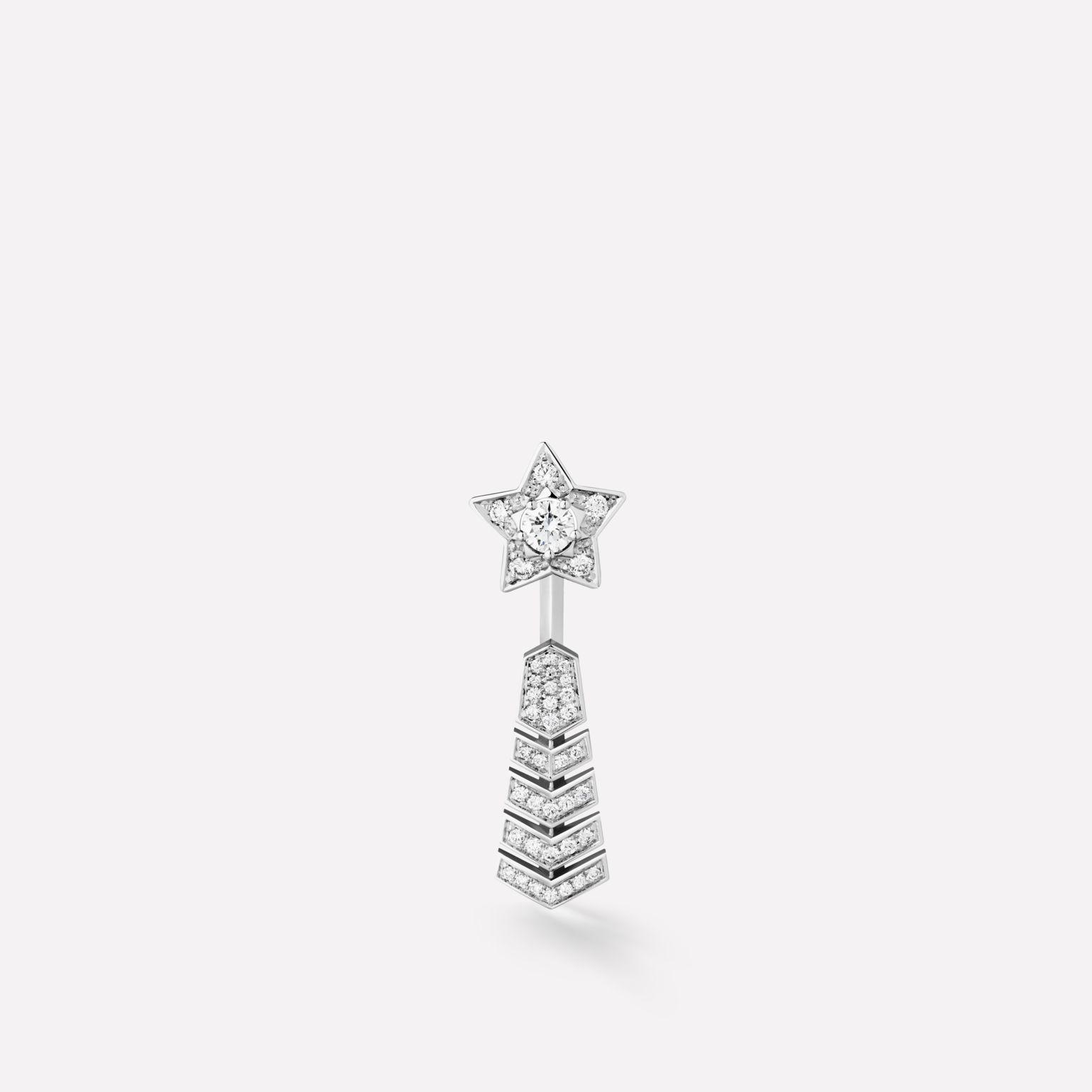 Chanel Comète Chevron single Earring 18k White Gold, Diamonds J11380