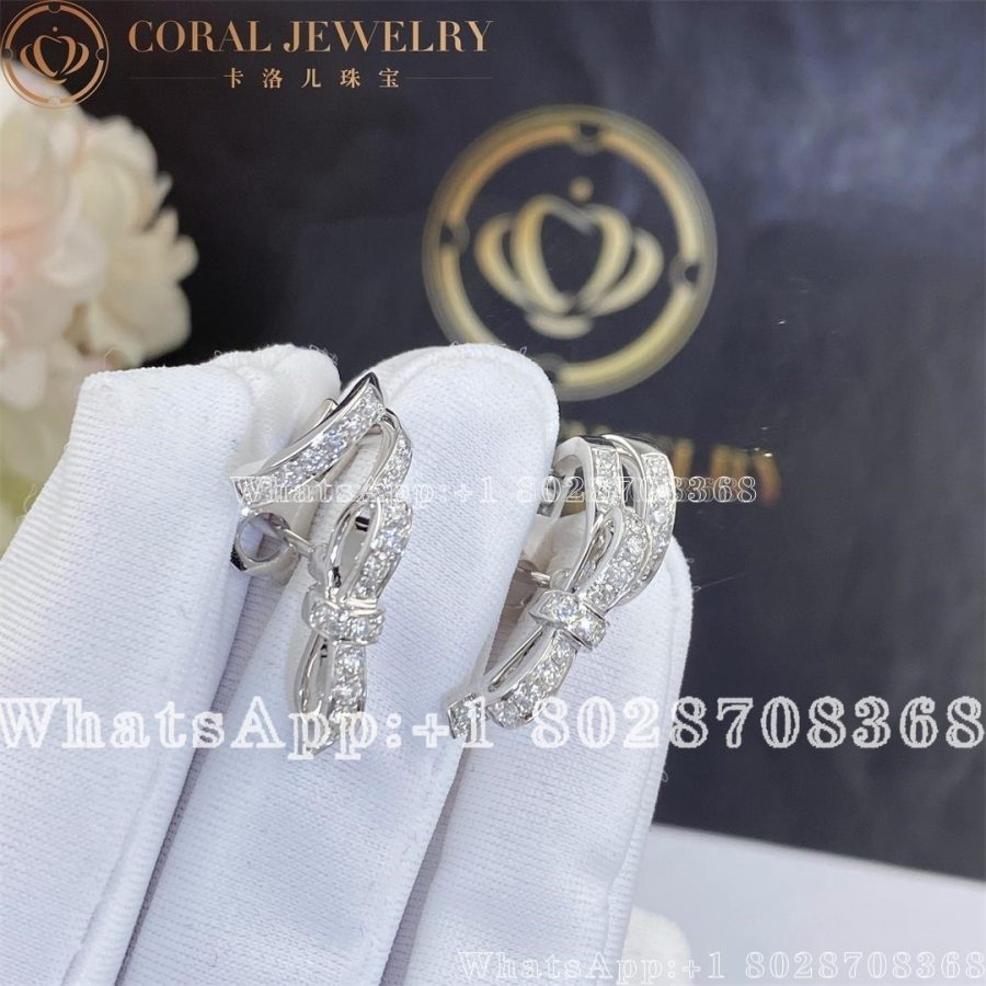 Chanel Ruban Earrings 18k White Gold, Diamonds J11143 - Image 3