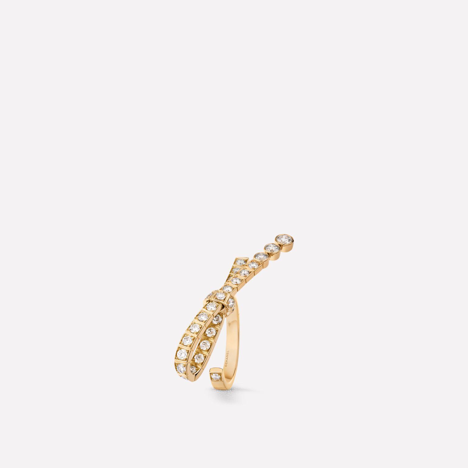 Chanel Ruban Ring 18k Beige Gold, Diamonds j11863