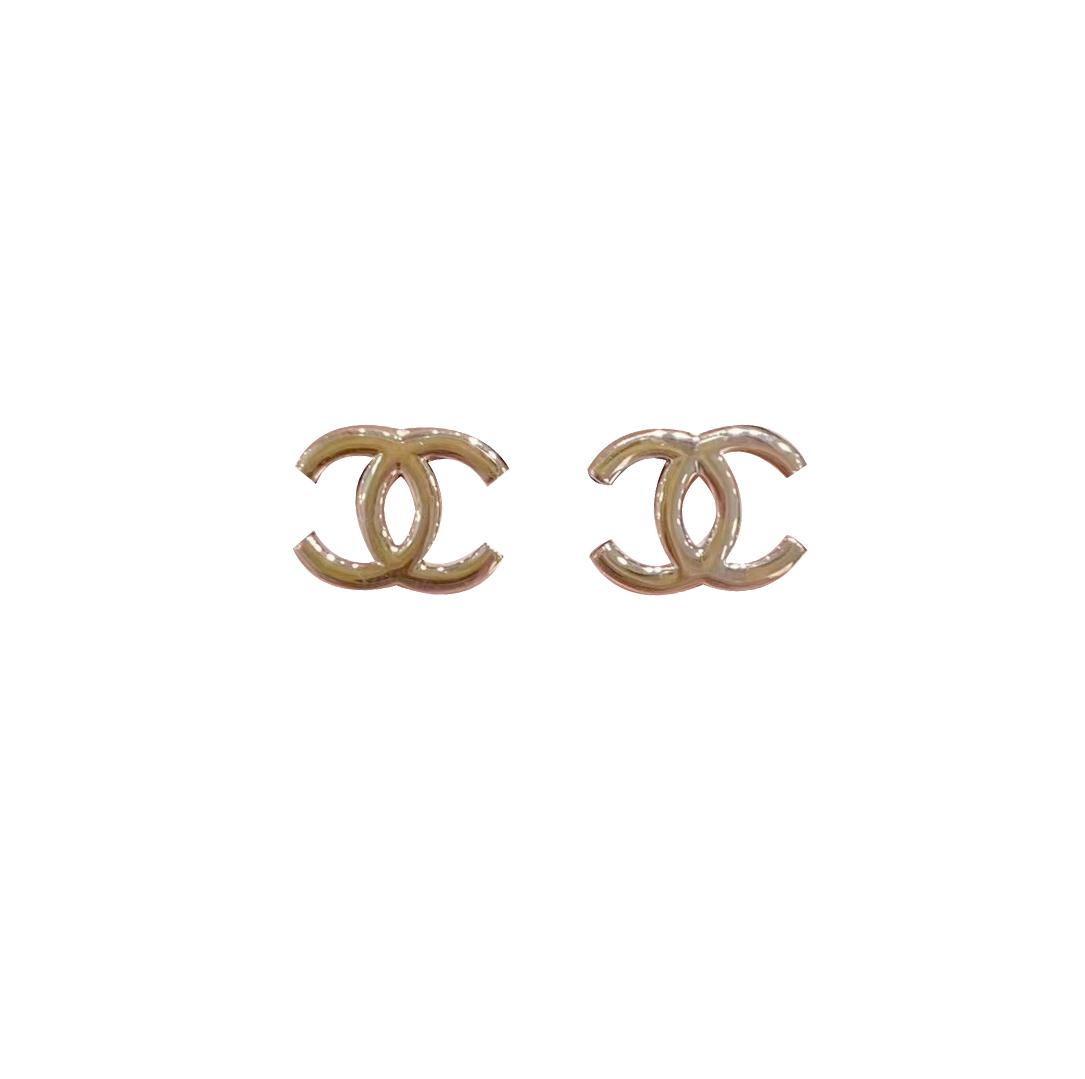 Chanel CC Logo Earrings Small Version 18k Rose Gold