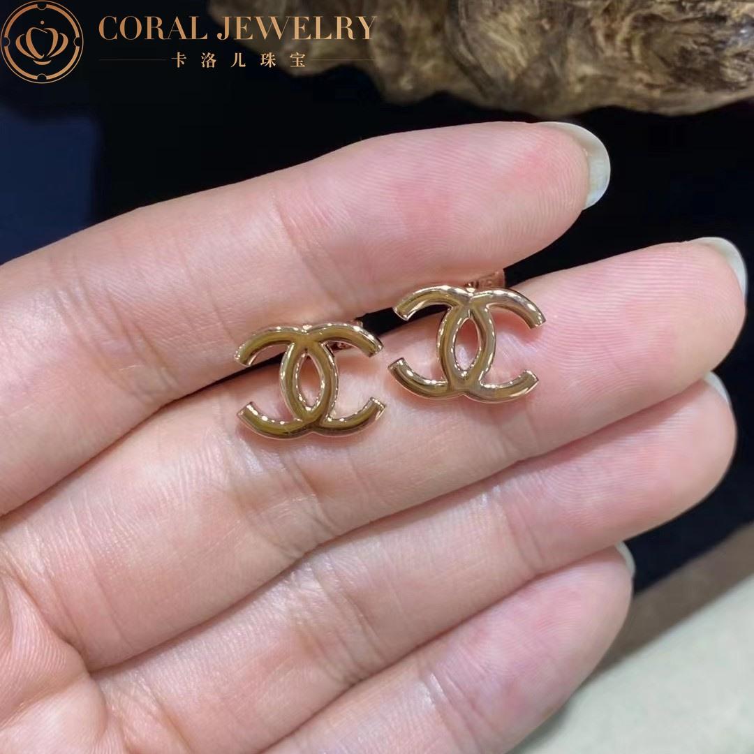 Chanel CC Logo Earrings Small Version 18k Rose Gold