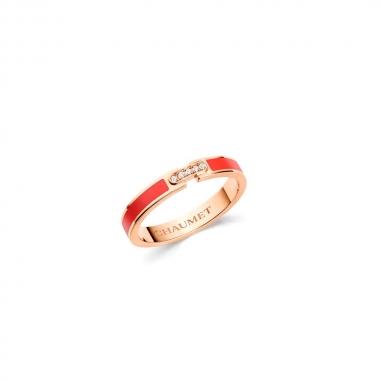 Chaumet Liens Évidence Wedding Band In Rose Gold with Red Ceramic 083729