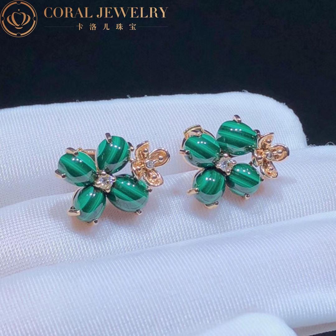 Chaumet Hortensia Jardins Pink Gold Malachite Diamond Earrings 083337