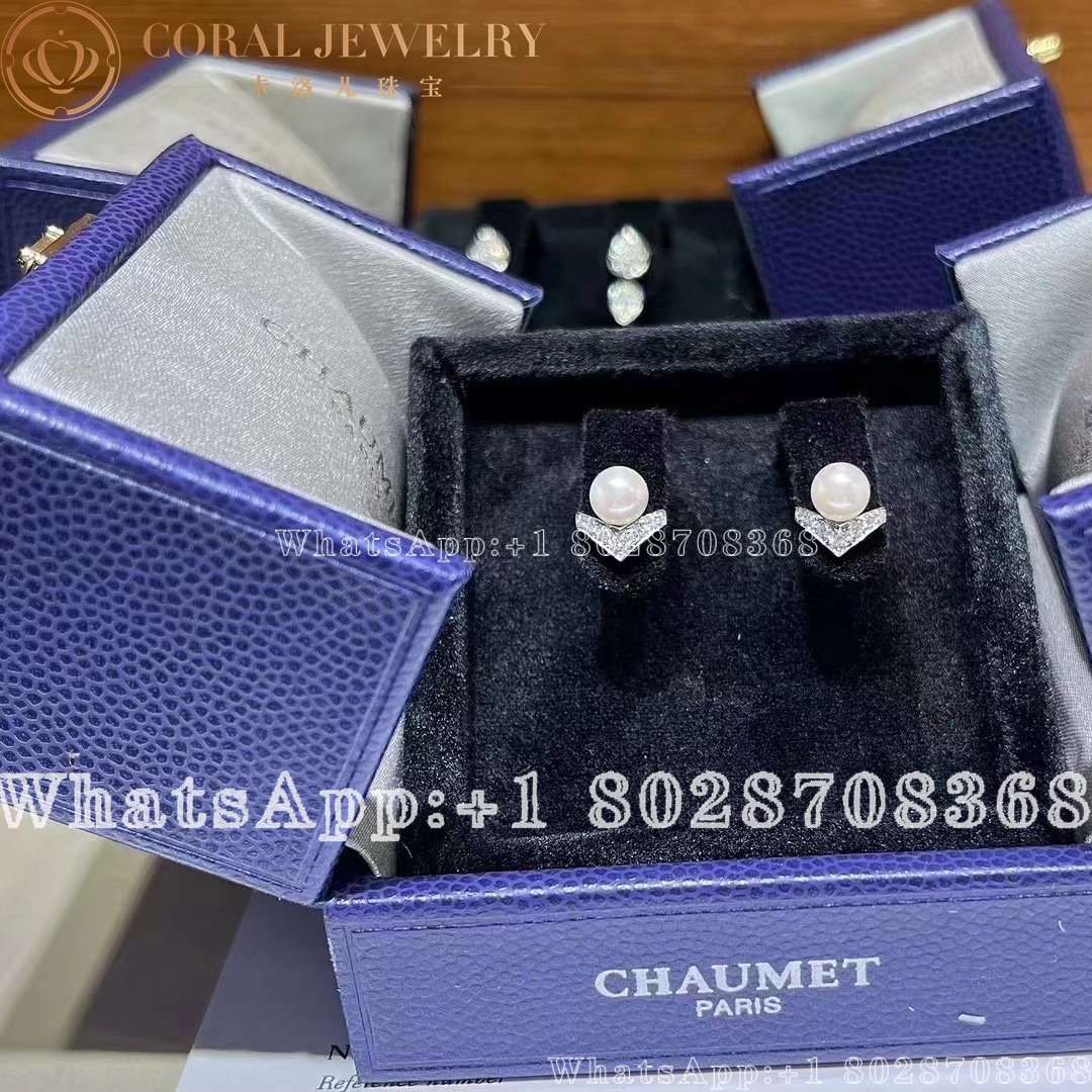 Chaumet Josephine Aigrette Earrings White Gold Pearls Diamonds 085046 Coral (3)