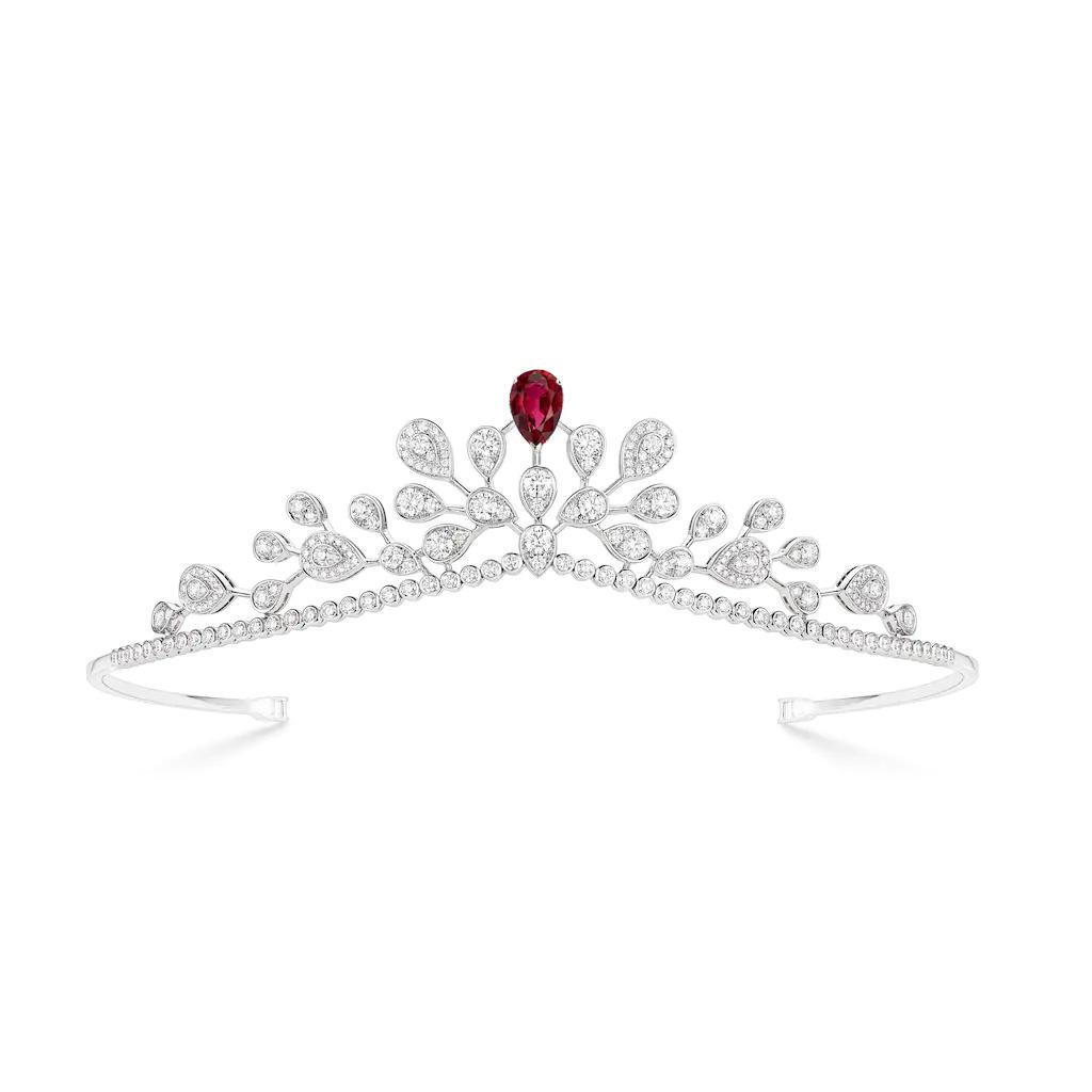 Chaumet Joséphine Aigrette Impériale Tiara Platinum, White Gold, Ruby, Diamonds 082977