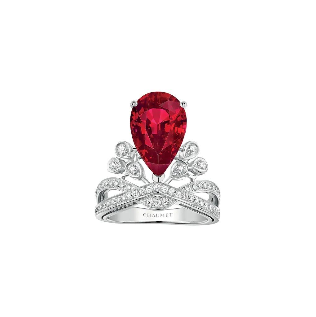 Chaumet Joséphine Aigrette Impériale Ring Platinum, Ruby, Diamonds 082920