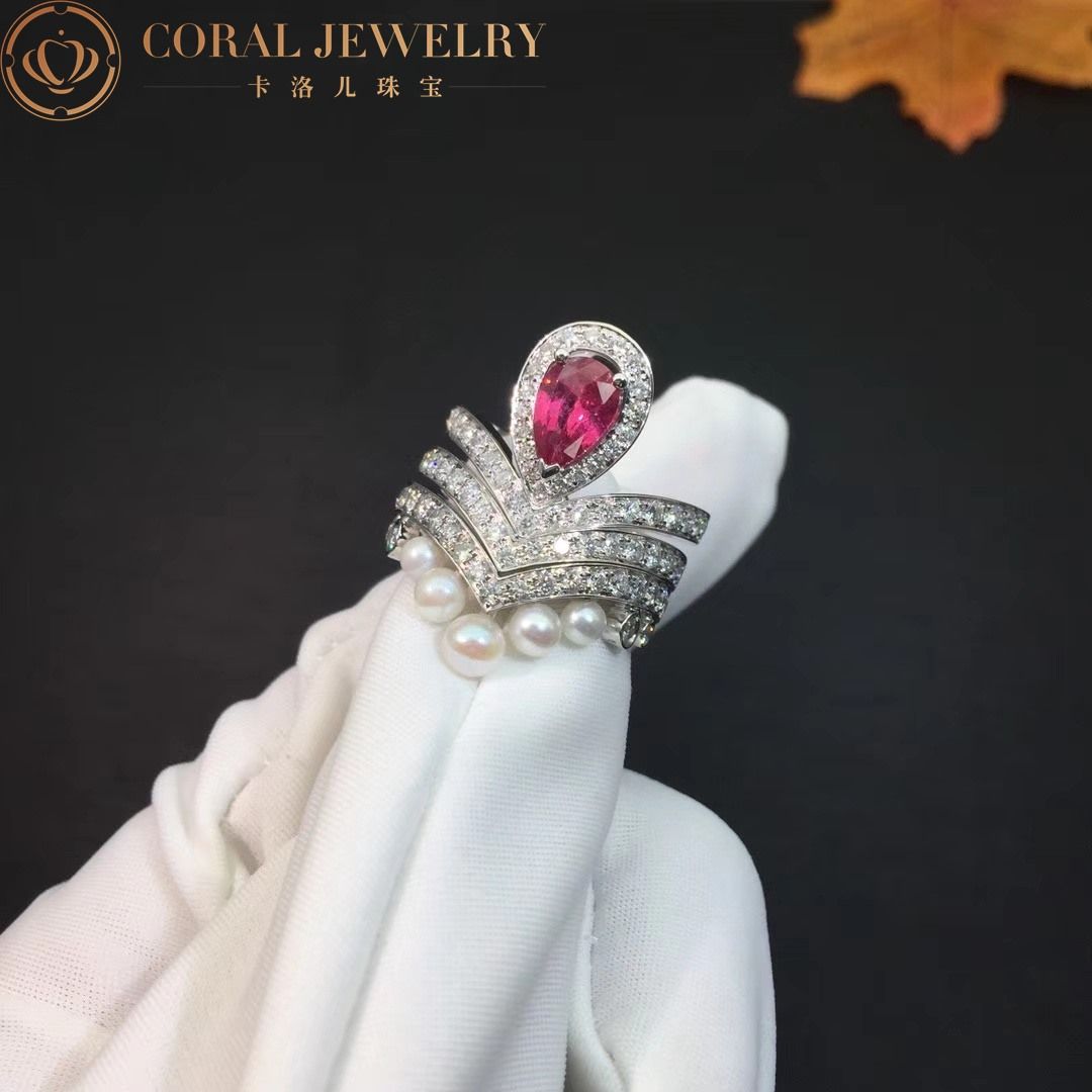 Chaumet Joséphine Aigrette Ring White Gold, Rhodolite Garnet, Diamonds 083340-083590-083292 Combination Rings