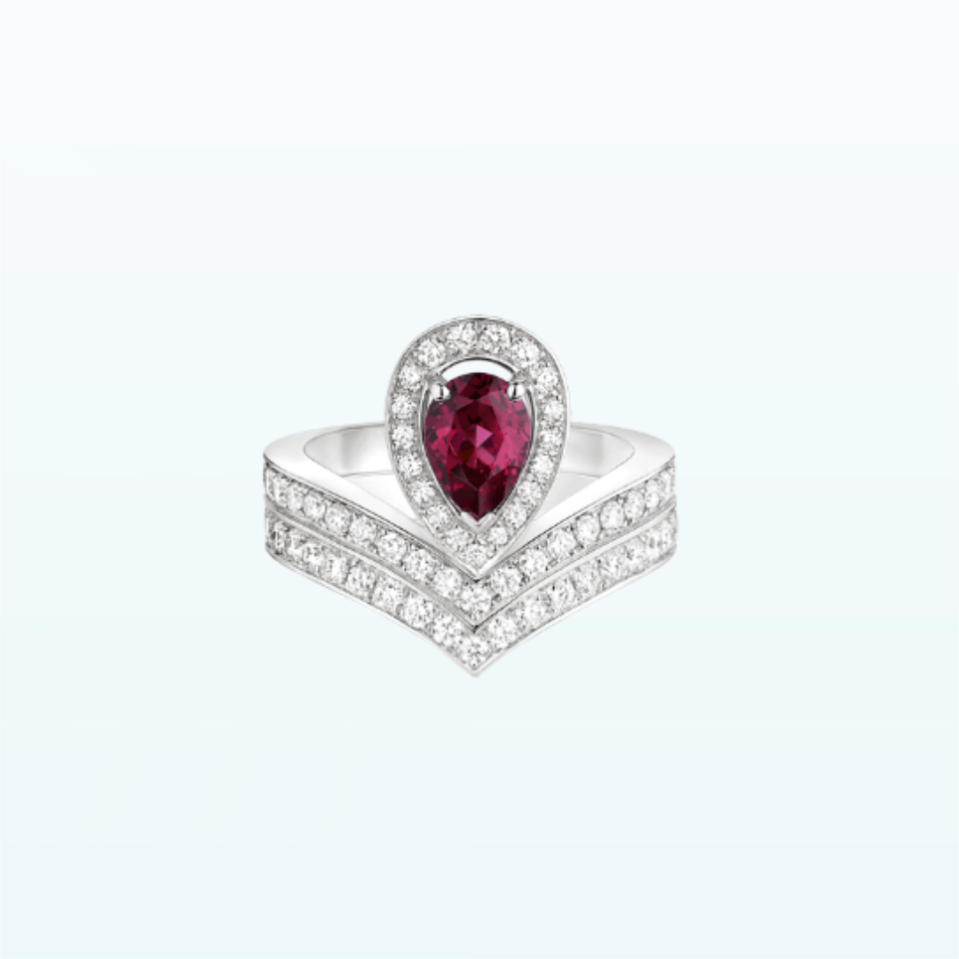 Chaumet Joséphine Aigrette Ring White Gold, Rhodolite Garnet, Diamonds 083340-083590 Combination Rings