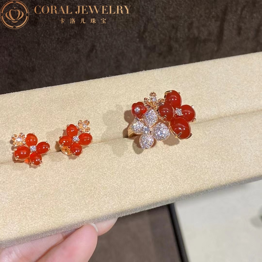 Chaumet Hortensia Aube Rosee Pink Gold Diamond Carnelian Earrings