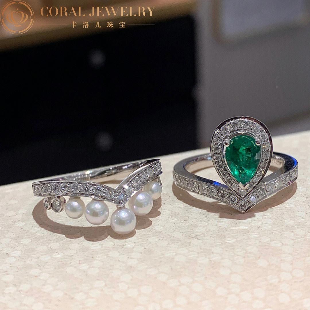 Chaumet Joséphine Aigrette Ring White Gold Emerald Diamond 083301-083292 Combination Rings