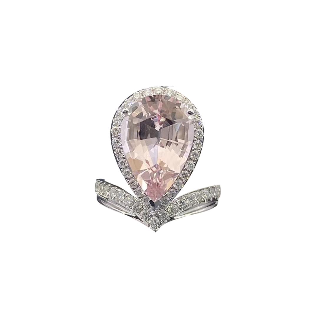 Chaumet Josephine Aigrette Ring White Gold Morganite Diamonds Coral (1)