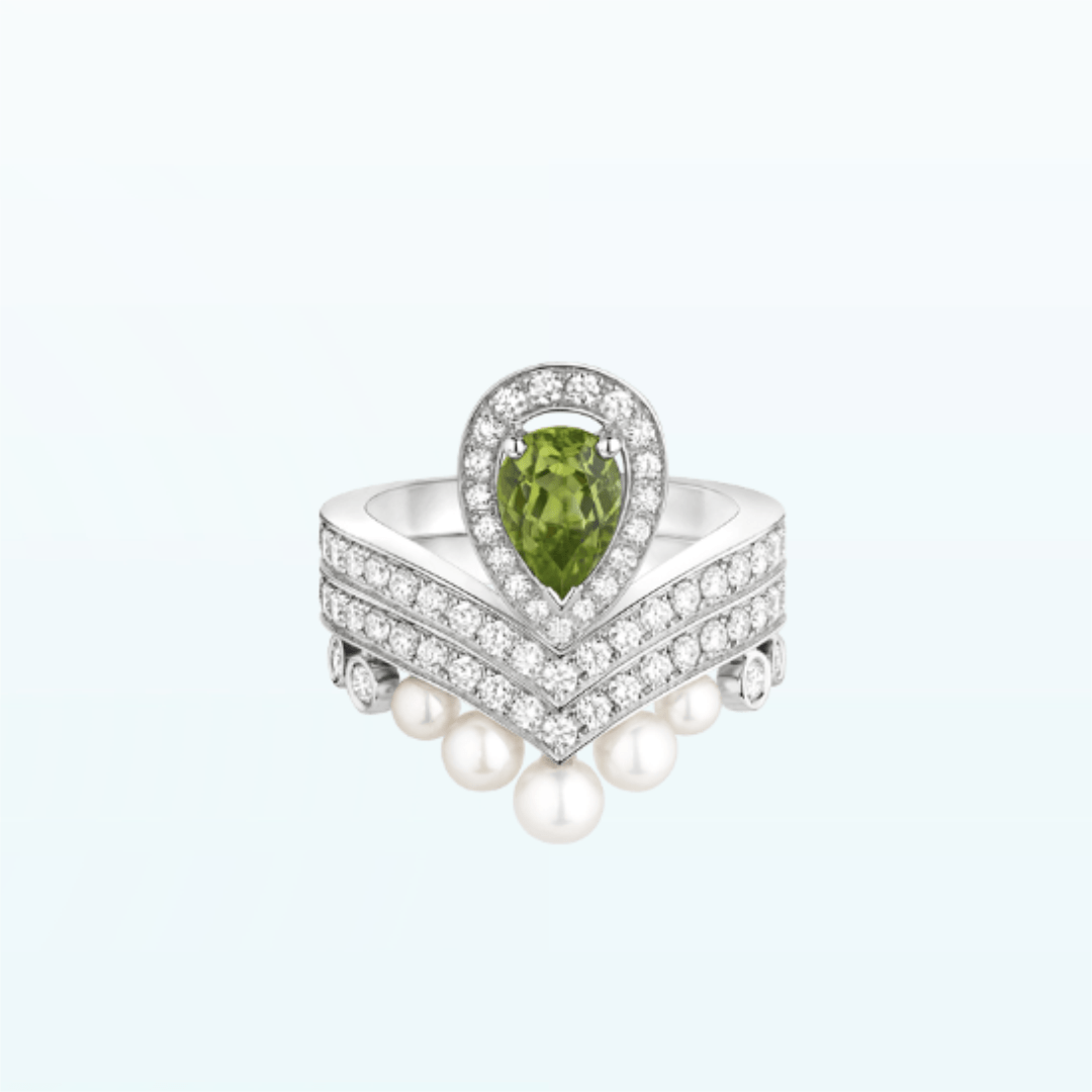 Chaumet Joséphine Aigrette Ring White Gold Peridot Diamond 083301-083292 Combination Rings