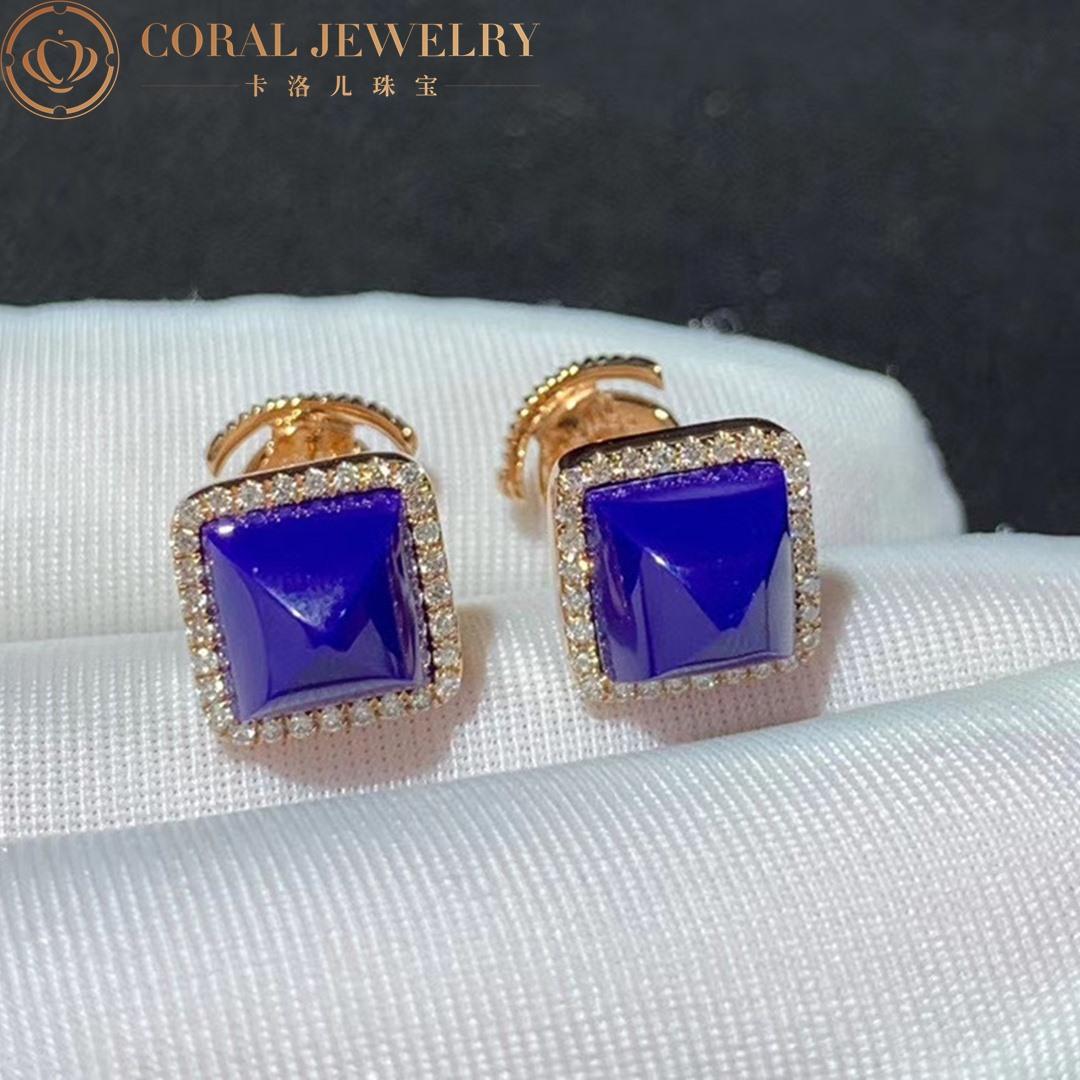 Marli Cleo Diamond Stud Pyramid Earrings In Rose Gold Set With Lapis Lazuli Cleo E3