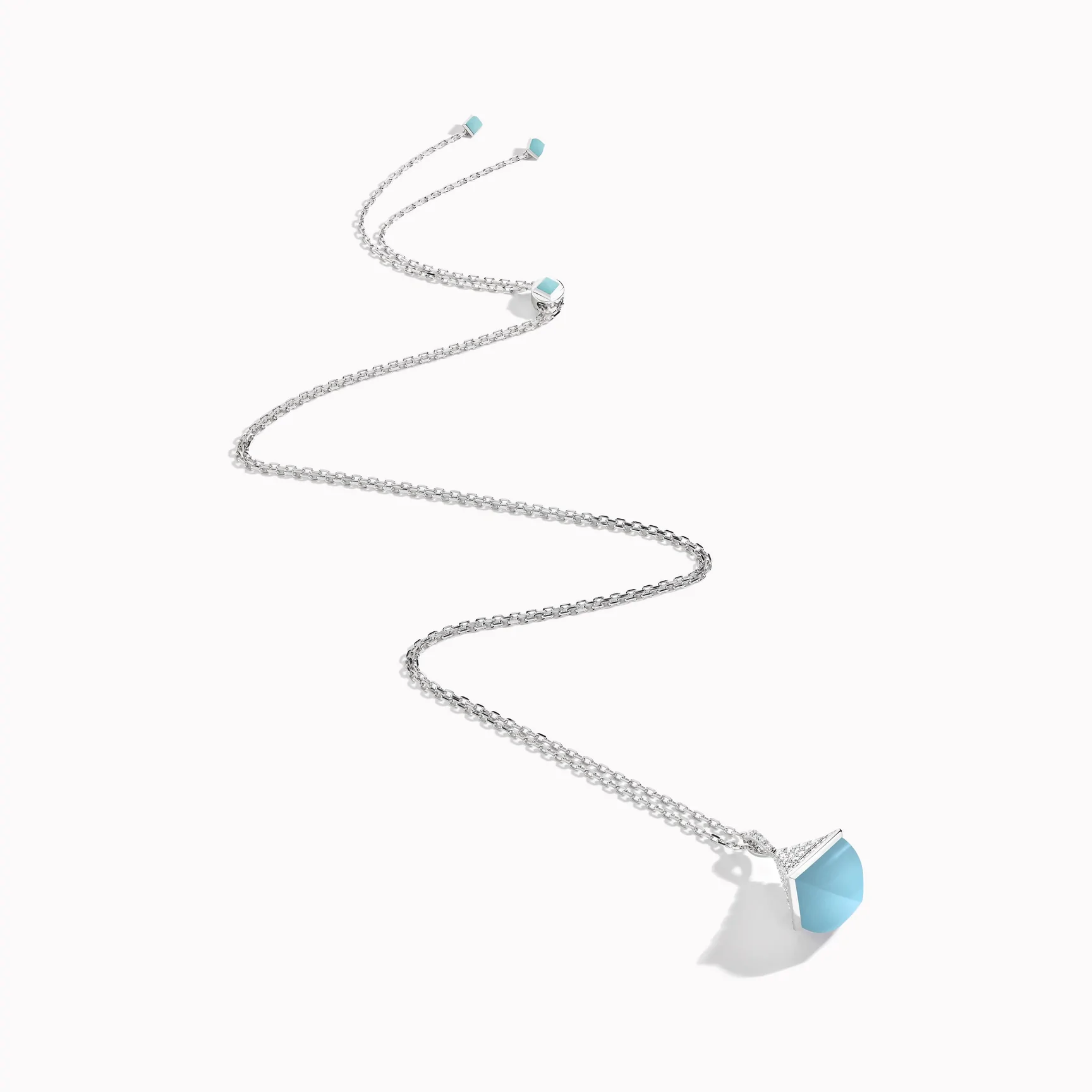 Marli Cleo Midi Rev Diamond Pendant In White Gold Sea Blue Chalcedony Cleo N22