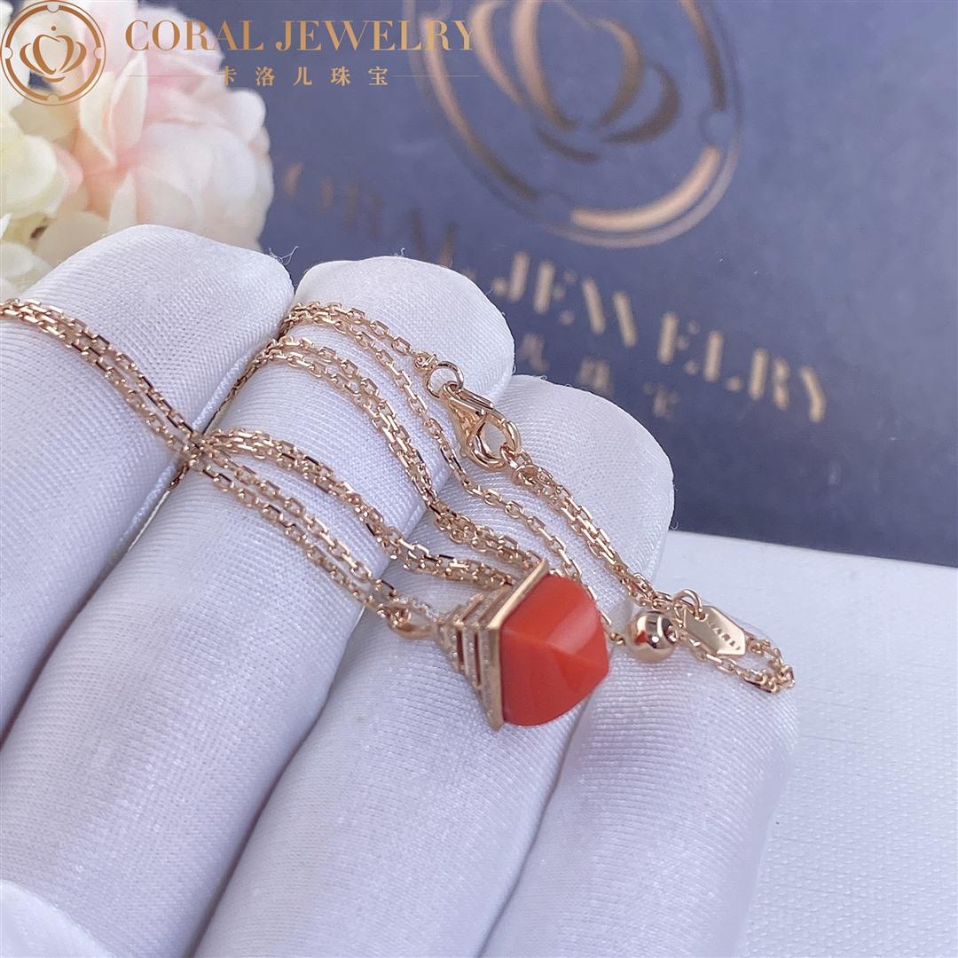 Marli Cleo Mini Rev Diamond Pendant In Rose Gold set with Red Coral CLEO-N37