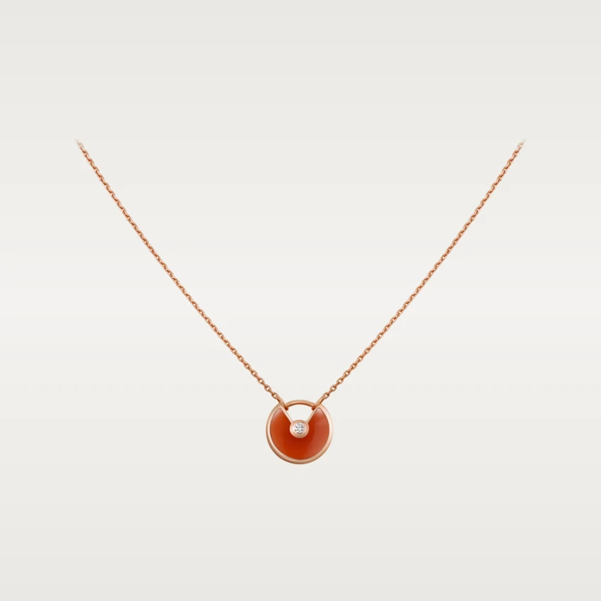 Cartier Amulette De Cartier Necklace Xs Rose Gold Carnelian Diamond B7224518